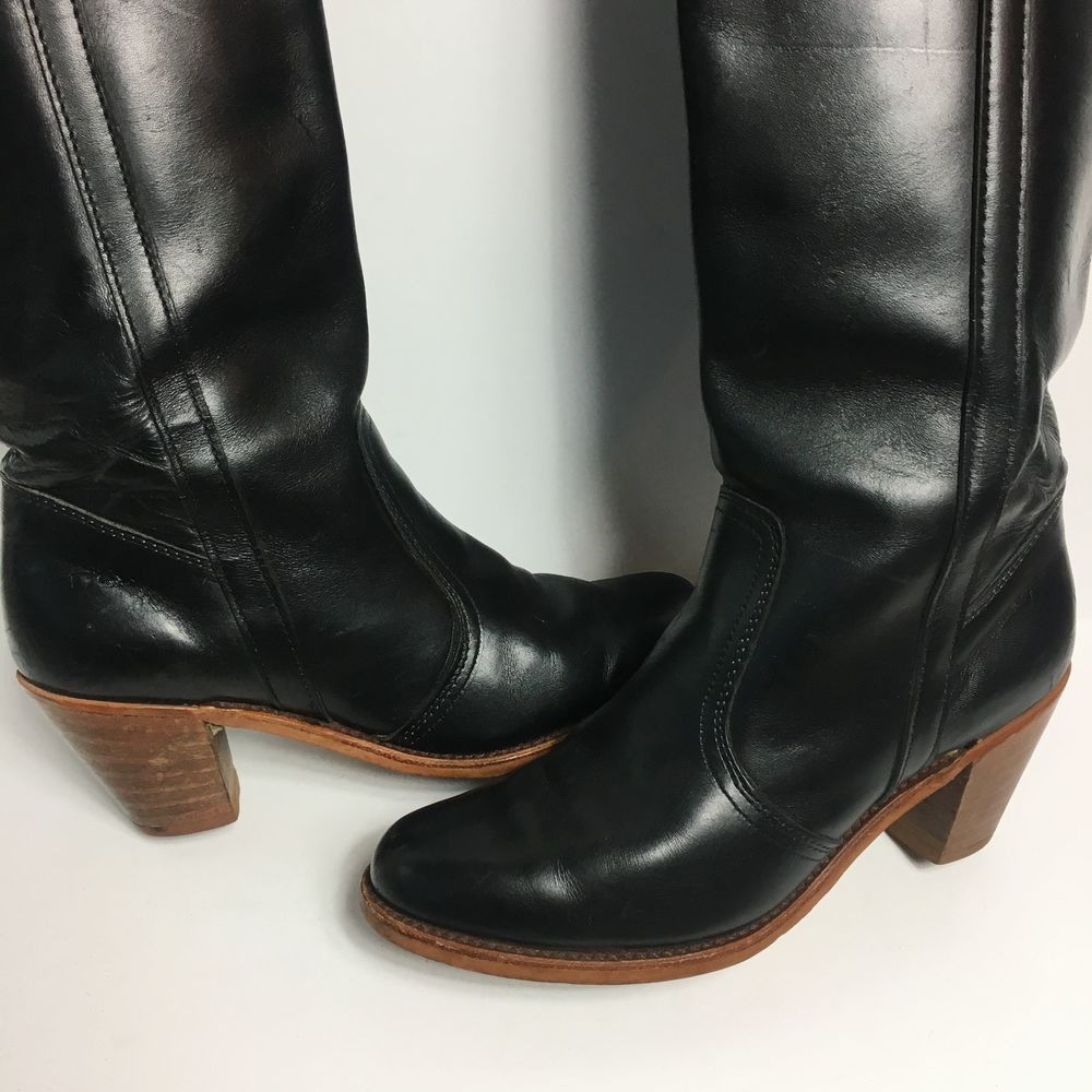 Vintage Dex Western Knee High Leather Campus Boots - Picture 3 of 7